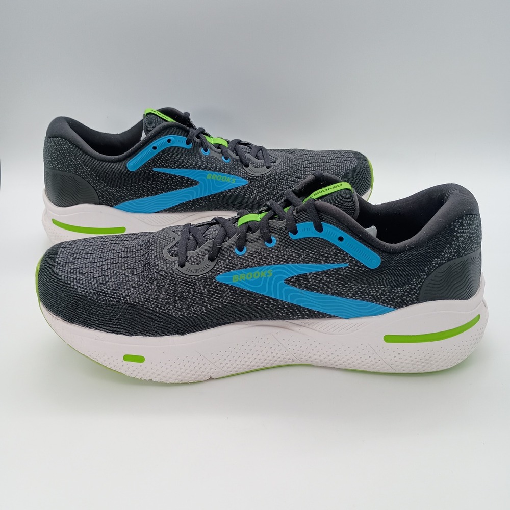 Brooks Ghost Max Mens Running Shoes Black Blue Lime Size 12 NO INSOLES - Picture 5 of 10